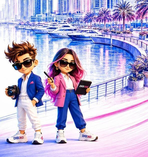 Nova and Lyra on the Dubai Marina promenade